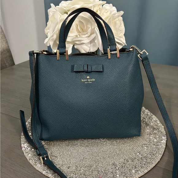 EUC - Kate Spade Teal Blue Bag with detachable Crossbody Strap - Picture 15 of 15